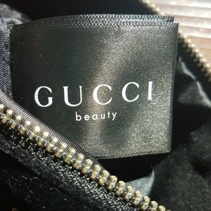 Gucci Beauty Cosmetic Black and Gold Velvet Pouch